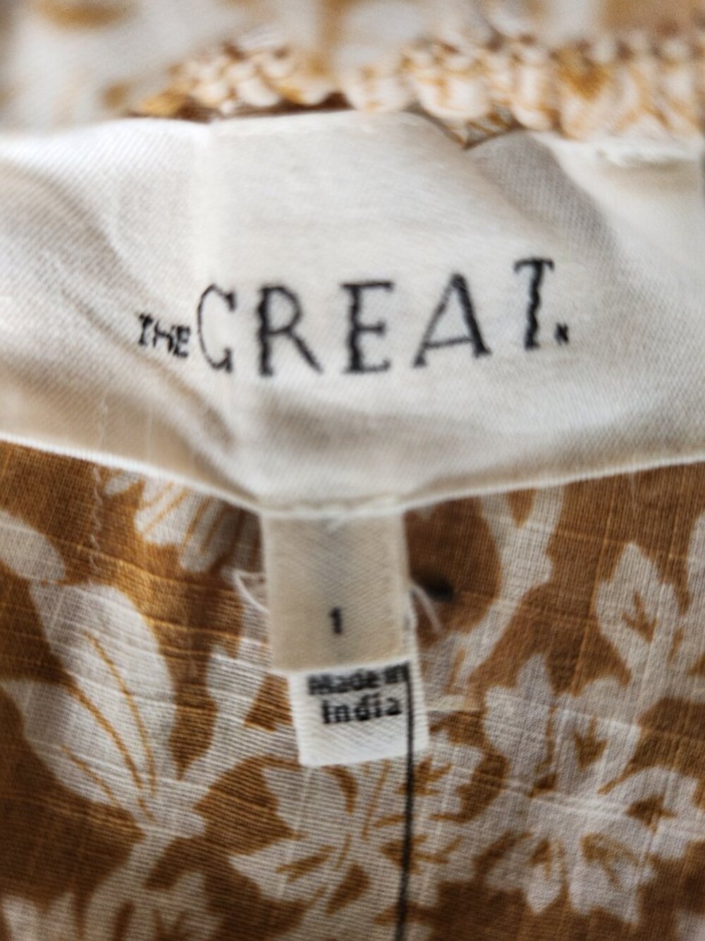 THE GREAT. The Garland Top in Oat‎ Wild Brush Floral Size 1/US Size S - Picture 7 of 10